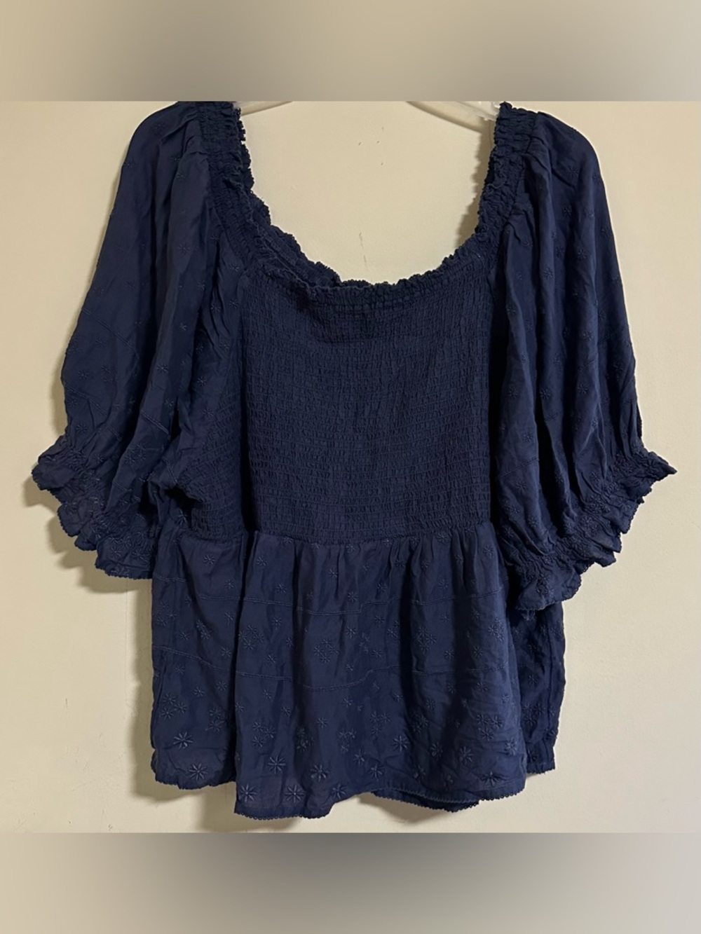 NWOT Old Navy eyelet boho peplum smocked top size women’s size 4X - Picture 7 of 10